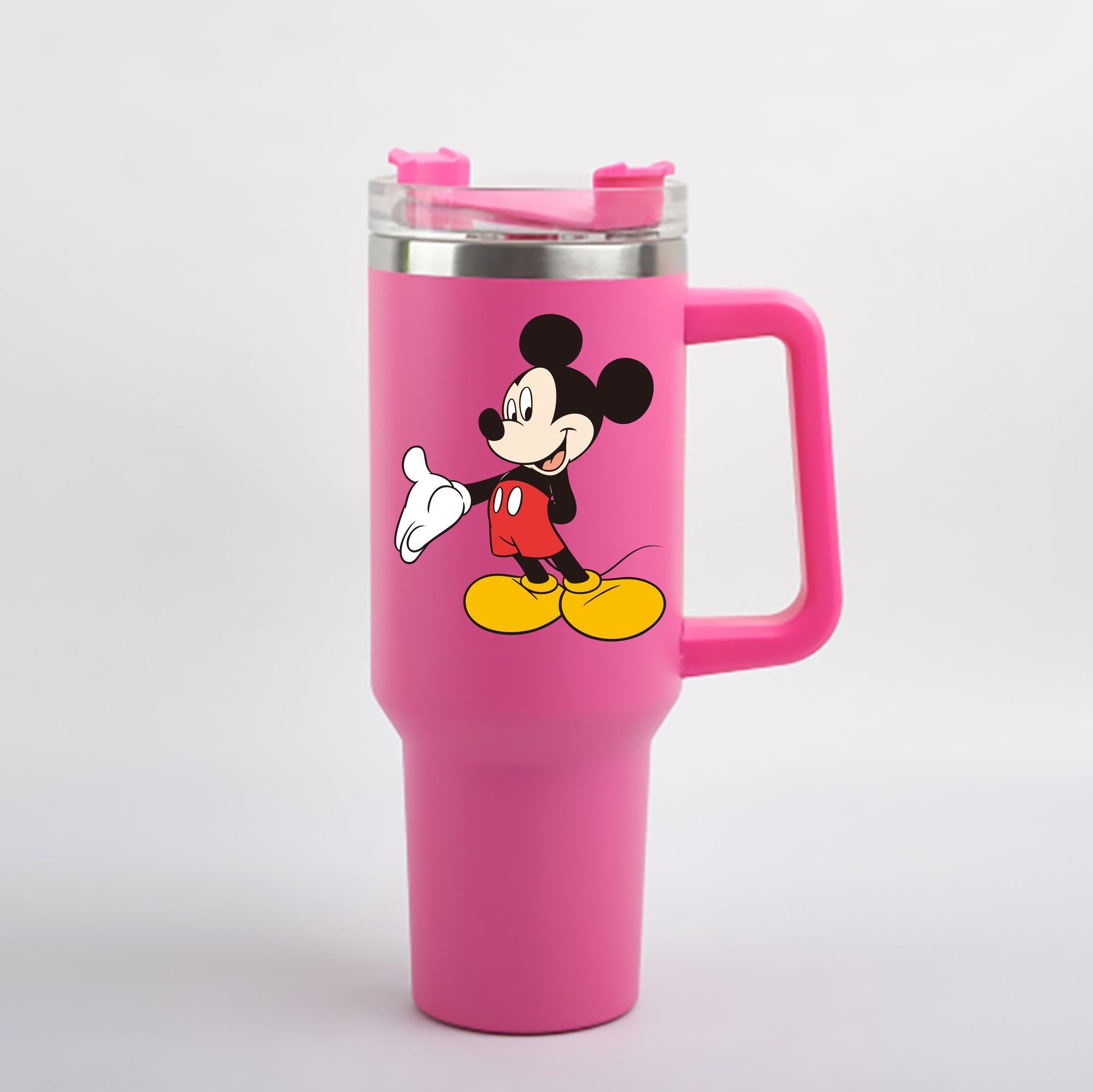 （画像用） ミッキーマウス Mickey Mouse 1200mL車用タンブラー - クリスタルステッカー（プラスチックストロー付き）